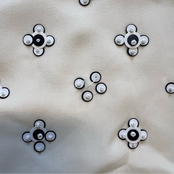 Rena Lange Fashion Show Vintage Silk Cream Blue Sleeveless Floral Embroidered XL - Picture 17 of 17